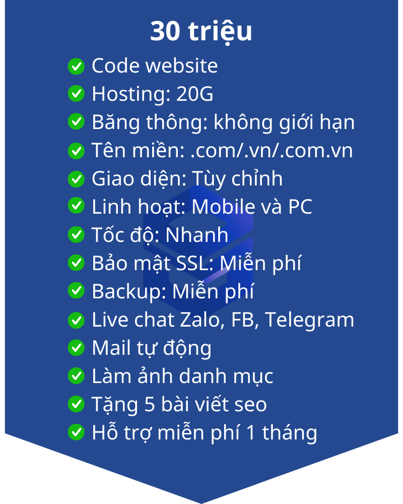 Gói web cao cấp 30 triệu